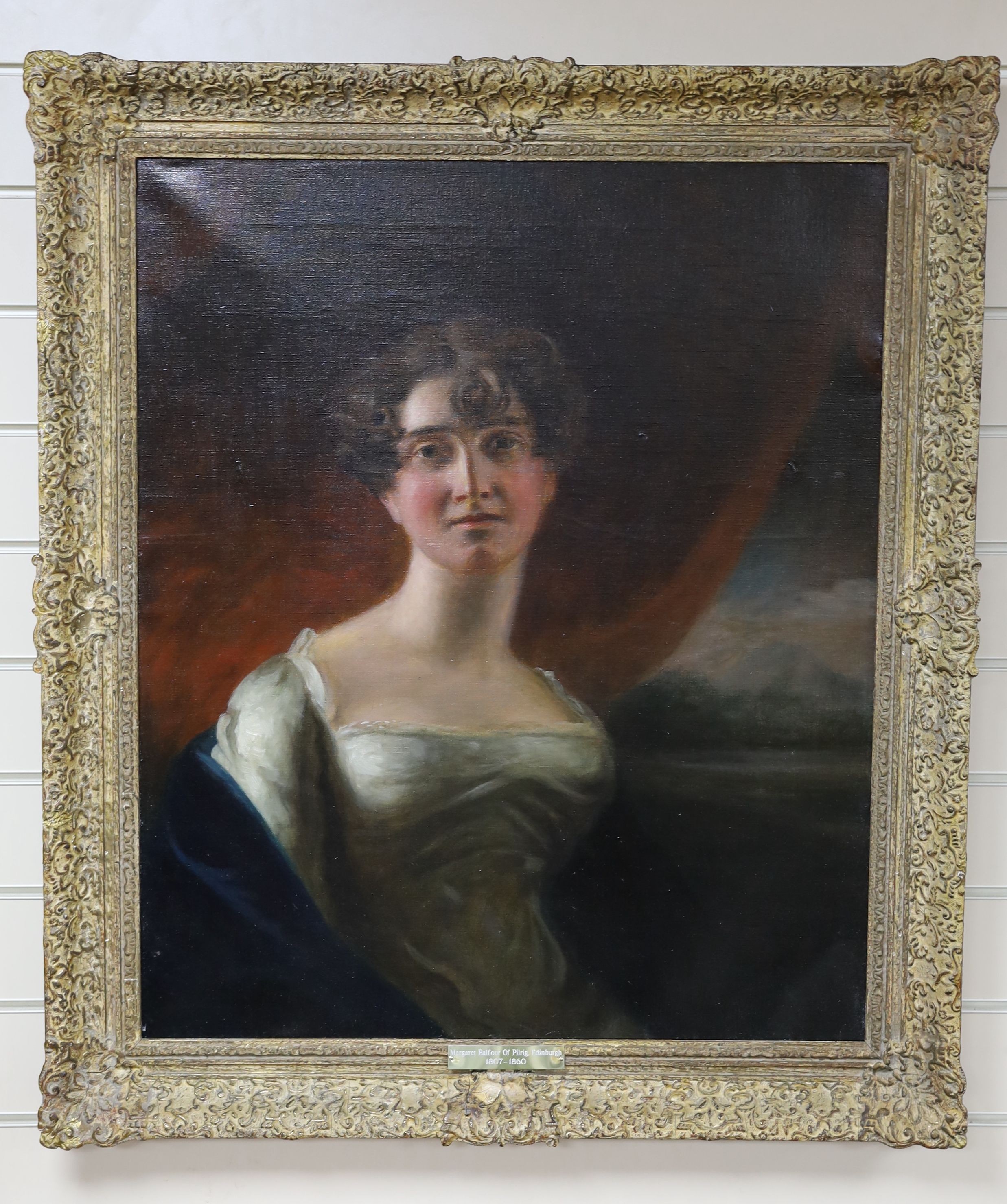 English School c.1830, oil on canvas, Portrait of Margaret Balfour of Pilrig, Edinburgh (1807-1860), 74 x 62cm